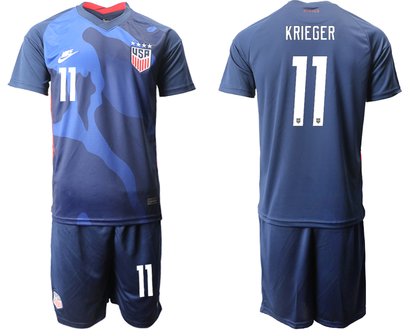 Men 2020-2021 Season National team United States away blue #11 Soccer Jersey